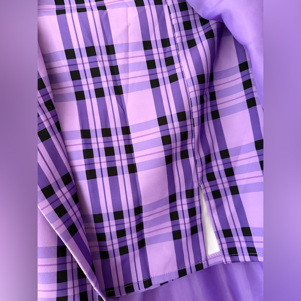 Purple Plaid Double-Breasted Blazer Jacket & matching mini skirt - Picture 3 of 13